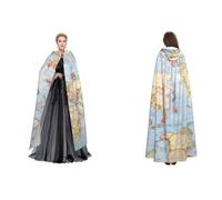 ERCgad Mantello con cappuccio per adulti, con mappe del mondo, per carnevale, cosplay, costume medievale, festival, attività all'aperto e viaggi