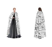 ERCgad Mantello monocromatico con cappuccio, stile schizzo, per adulti, per carnevale, cosplay, feste medievali, viaggi all'aperto