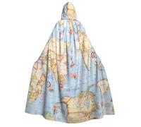 ERCgad Mappe del mondo, mantello con cappuccio per adulti, costume a tema carnevale per travestimento, cosplay, abito leggero