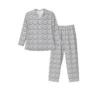 ERCgad Pigiama a maniche lunghe da uomo con stampa di pinguini carini Set pigiama a maniche lunghe per la casa Fughe del fine settimana Indumenti da notte in due pezzi, Nero , M-4XL