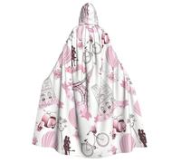 ERCgad Romantico Parigi Farfalla Stampa Adulti Con Cappuccio Mantello A Tema Carnevale Costume Per Masquerade Cosplay Leggero