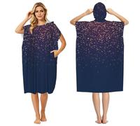 ERCgad Telo mare con cappuccio unisex con stampa cielo blu navy e stelle, comodo da campeggio, viaggi, vacanze, versatile