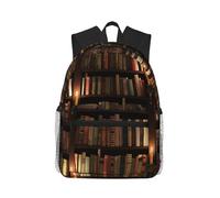 ERCgad Zaino casual leggero e resistente all'acqua con stampa della biblioteca della stanza dei libri per viaggi all'aperto escursionismo uso quotidiano