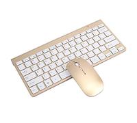 Erchineko Set Tastiera e Mouse Wireless, Design Ergonomico Ultra Sottile con Tasto Mute Simile a un Sussurro, Wireless USB 2.4G per Ufficio Domestico e Lavoro (GOLD)