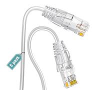 Ercielook Cavo patch Cat6a, 1,5 m (5 pezzi), cavo di rete Cat6a, bianco, 10 Gbps 550 MHz, cavo di rete ad alta velocità, 28 AWG in rame puro, cavo Ethernet corto per pannello patch, armadio di rete