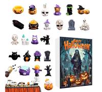 Erconsso Calendario del conto alla rovescia con fantasma di Halloween, bambola horror da collezione 'Avvento 2025, figure di bambole di 24 giorni, ornamento pendente, decorazione per le festività