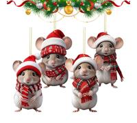 Erconsso Decorazioni Per Albero Di Natale - 4 Pezzi Acrilico 2D Forniture Per Feste - Decorazioni Pendenti Con Topolini Animali - Per Il Soggiorno Camera Da Ufficio Casa Festa Feste Auto Interno E