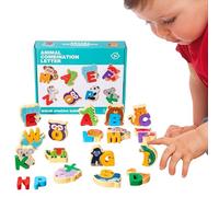 Erconsso Puzzle Alfabeto In Legno - Giochi Educativi Animali In Legno,Gioco Apprendimento Motricità Fine Bambini 3+ Anni Asilo Casa Viaggio