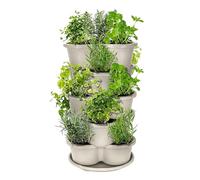 Erconsso Torre Per Fragole - Decorazione Verticale Impilabile a 5 Livelli dotata di una Ruota | Torre per Fragole - per piante rampicanti ciliegie ortaggi frutta piante decorazione giardino patio