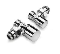 ERCOS Kit Valvola E Detentore A Squadra , Colore Cromato, Valvola Con Testa Termostatica Con Attacchi 1/2"