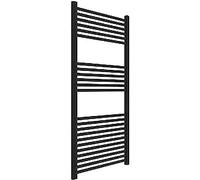 ERCOS Scaldasalviette Termoarredo Bagno Dimensioni 600x1200 MM Radiatore Colore Nero Opaco , Attacchi da 1/2" Fornito Con Kit Montaggio e Kit Valvola e Detentore Termostabilizzante 1/2"