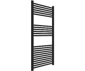 ERCOS Scaldasalviette Termoarredo Bagno Dimensioni 600x1200 MM Radiatore Colore Nero Opaco , Attacchi da 1/2" Fornito Con Kit Montaggio e Kit Valvola e Detentore Termostabilizzante 1/2"