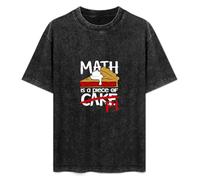 ERDANGJIA Math Is A Piece of Pi Cake Unisex T-Shirt Black Mens Top Tee L