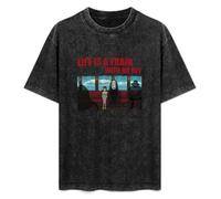 ERDANGJIA No Face Man And Chihiro Tshirt 2020 Summer Top Life is a Train with No Ret Unisex T-Shirt Black Mens Top Tee M