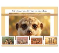 Erdmännchen - Ein Tag vor dem Bau (Wandkalender 2027 DIN A2 quer), CALVENDO Monatskalender: Familienleben in der afrikanischen Savanne
