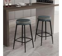 Erdoru Set di 2 sgabelli da bar in ecopelle, altezza 66,8 cm, sgabelli da bancone moderni della metà del secolo, per cucina a isola, bar di casa, blu scuro