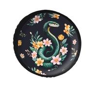 EREASOP Copertura per ruota di scorta in pelle con motivo serpente verde rettile fiore compatibile per auto, SUV, monovolume, camper, camion (81,3 cm)