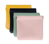 Erebloom Pouchic - Personalized Snap Closure Leather Organizer Pouch, Mini Makeup Bag for Cosmetics Headphones Jewelry Lipstick (4pcs B,12 * 12cm)