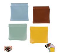 Erebloom Pouchic - Personalized Snap Closure Leather Organizer Pouch, Small Travel Kit StoragePouch, Portable Self Closing Makeup Bag (4pcs-I)