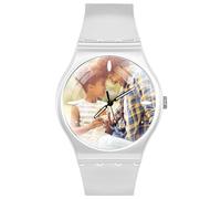 EREMITI JEWELS Orologio Personalizzato ultra leggero da polso - SOFT GUM - Stampa alta definizione con marcatempo in rilievo 3d effect (Bianco)