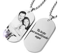 ErenBros Collana personalizzata con foto per uomo | Placca militare personalizzata e incisa | Ciondolo con foto personalizzata ideale come regalo per la festa del papà o regali originali per uomo, 55