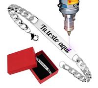 ErenBros Schiava uomo personalizzato con incisione laser | Bracciale personalizzato in acciaio inossidabile | Regalo di compleanno e festa del papà, 18 CM, Acciaio inossidabile, no