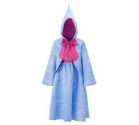 Erenella Costume da fata madrina da donna, senza maniche, con mantello con cappuccio, costume per cosplay, feste, spettacoli teatrali (A-blu, M)