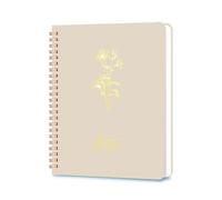 Erenou Taccuino a spirale a righe per donne e uomini, quaderno A5 per lavoro e appunti, diari per scrivere, un bel taccuino per registrare la vita. (bianco sporco.)