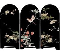 ERERE Piccolo divisorio for Schermo, 3 Pannelli for Sala d'Arte Floreale e con Uccelli, Privacy Pieghevole, divisorio Compatto for scrivania for l'arredamento della Camera da Letto(40 * 30cm)