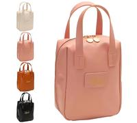 Eretinputc Makeup Bag Lijiali, 2024 New Premium Makeup Bag for Women and Girls, Large Capacity Travel Makeup Bag, PU Leather Toiletry Cosmetic Bag with Handle and Divider (Pink)