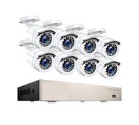 ERETYRET CCTV 8CH H.265+ 5MP Lite Kit DVR HD-TVI 8 1080p 2MP Kit Di Videosorveglianza For Telecamera For Visione Notturna For La Sicurezza Domestica Da 2 MP Facile Da Installare(None,White)