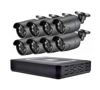 ERETYRET HD 8CH AHD DVR Telecamere Kit CCTV H.265+ Motion Detection Outdoor Smart IR-Cut Set Di Sorveglianza For Visione Notturna Facile Da Installare(None,8CH DVR and 8 Camera)