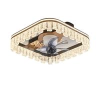 ERETYRET Lampada Ventilatore Camera Da Letto Luce Moderna Lusso Principale Stanza Ristorante Soffitto Crepa Ghiaccio Raffreddamento Silenzioso(Square B)