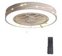 ERETYRET Ventilatore da soffitto Lampada Lampadario Lampade a sospensione Bianco/Nero Moderno; Rotondo con telecomando for soggiorno camera letto Raffreddamento Silenzioso(White)
