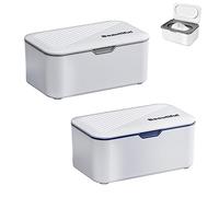 ERFGT 2 Pezzi Contenitori per Salviettine, Porta Scatola per Salviette, Porta Salviette Umidificate, Salviettine Umidificate con Coperchio, per Bagno, Camera da Letto o Ufficio (Grigio, Blu)