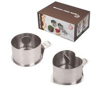 ERFGT 2 Pezzi Coppapasta, Anelli per Torte in Acciaio Inox, Stampi per Mousse Ø 8 cm, con Coperchio e Base, Coppapasta Tondi, per DIY Mousse Torte Dessert Pasticceria Uova Focaccine (Rotondi/Cuore)