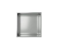Erfu Bagno da incasso - Moderna nicchia da parete in acciaio inox | Mensola da incasso per doccia e bagno (acciaio inox, 305 x 305 x 100 mm)