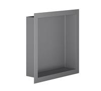 Erfu Bagno da incasso - Moderna nicchia da parete in acciaio inox | Mensola da incasso per doccia e bagno (bronzo grigio, 305 x 305 x 70 mm)