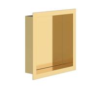Erfu Bagno da incasso - Moderna nicchia da parete in acciaio inox | Mensola da incasso per doccia e bagno (oro spazzolato, 305 x 305 x 70 mm)