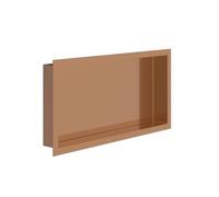 Erfu Bagno da incasso - Moderna nicchia da parete in acciaio inox | Mensola da incasso per doccia e bagno (rame spazzolato, 300 x 600 x 70 mm)