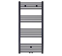 Erfu Scaldasalviette con attacco centrale, scaldasalviette, scaldasalviette, scaldasalviette (nero, 1200 x 600 mm)