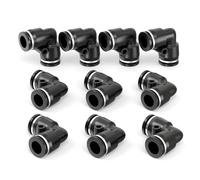 ERGAOBOY 10 pezzi 10 mm diametro esterno tubo nero 2 vie gomito a 90 gradi push-to-connect raccordi pneumatici rapidi push lock, adattatore linea aria in plastica PV