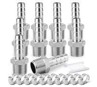 ERGAOBOY 10 pezzi Raccordi a barbiglio in acciaio inossidabile 304, da barbiglio da 19 mm a filettatura maschio BSP da 1/2", raccordi a compressione industriali per tubi per acqua, carburante