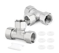 ERGAOBOY 2 pezzi 304 in acciaio inox 3 vie 3 estremità flessibile mobile Tee connettore, 3/4 "femmina T-Piece tubo raccordo per spruzzatore, valvola ad angolo, braccio doccia