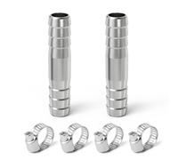 ERGAOBOY 2 pezzi 37 mm 304 raccordo a barbiglio in acciaio inossidabile, giunto di riparazione, giunto di unione, adattatore diritto con morsetto per aria, acqua, carburante