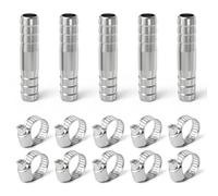 ERGAOBOY 5 pezzi 24 mm 304 raccordo a barbiglio in acciaio inossidabile, giunto di riparazione, giunto di unione, adattatore diritto con morsetto per aria, acqua, carburante
