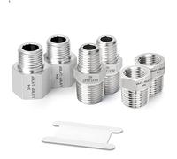 ERGAOBOY 6 pezzi 1/8" BSP x 1/4" BSP Raccordo per tubi in acciaio inossidabile forgiato, boccola esagonale, adattatore riduttore, connettori per capezzoli esagonali di riduzione