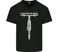 Ergastolano Behind Bars Ciclismo Divertente Uomo Scollo A V Cotone T-Shirt