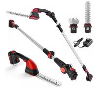 eRgDFS Siepe e cesoia per Pali 2 in 1 da 20 V con Asta di prolunga Multi-Angolo Compatibile con Una Portata di 13 Piedi(Black Red 8)