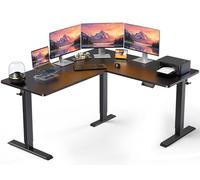 ErGear Escritorio en L de Pie 160cm x 140cm, Ajustable Eléctricamente en Altura, Superf Extra Grande, Instalación Intercambiable Superf Izq y Der, Adecuado para Oficina en Casa, Negro